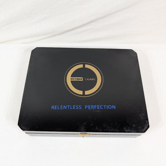 Escobar Relentless Perfection Empty Black Cigar Box - Picture 1 of 2